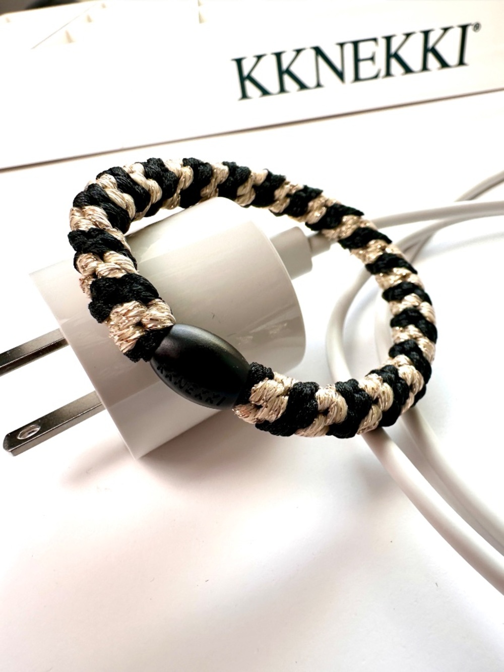 NWT 4-Bundle KKNEKKI Authentic Original Hair Ties Elastics  in Black Sparkles - Picture 4 of 7